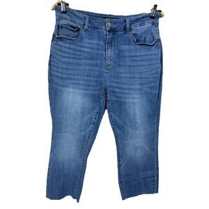 Judy Blue Denim Jeans 16W Cropped Slim Fit Straight Leg Raw Hem 23” Inseam